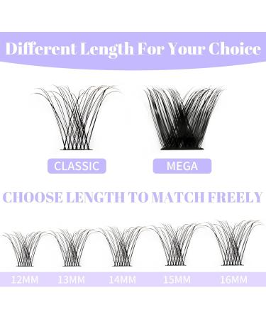 D Curl Cluster Lashes 0.07mm 12-16mm C4+ZW Mixed DIY Lash Extensions | Reusable Soft Wispy Individual Clusters | RR-12-16mm Classic/Mega-0.07D - Buy Online on GoSupps.com