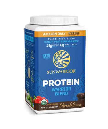 Vegan Protein Powder with BCAA | Plant Based Protein Powder Keto Gluten Free Dairy Free Sugar Free Non-GMO Low Carb Raw Organic Protein Shake | Chocolate 800 G | Warrior Blend by Sunwarrior