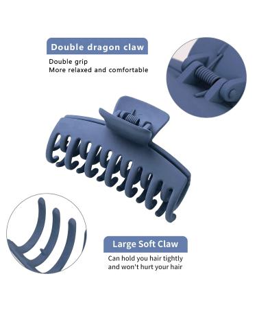 Vsiopy 3.5 Inch Large Hair Clip 6 Pack for Thick Curly Hair - Non Slip Claw Clips in Brown, Black, Blue - Matte Strong Hold Rectangle & Double Row Hair Jaw Clips - C Series - Buy Online on GoSupps.com
