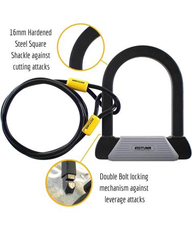 SIGTUNA 16mm Heavy Duty Bike Lock - Anti Theft U-Lock Combo for Road, Mountain, Folding Bikes - Buy Online on GoSupps.com