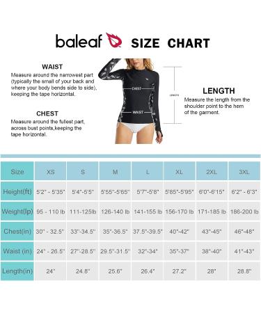 BALEAF Women's Rash Guard Swimsuit Top UPF 50+ Long Sleeve Diving Shirt - XX-Large Black - Buy Online on GoSupps.com