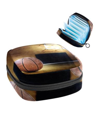 GIAPB Period Bag Sanitary Napkin Storage Bag Period Pouch Travel Makeup Bag Vintage Basketball Court Color3663