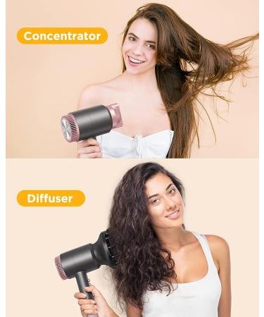 Wavytalk Ceramic Ionic Hair Dryer with Diffuser - Fast Drying & Damage Free - Lightweight Rose Pink Design - Buy Online on GoSupps.com