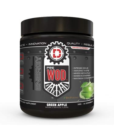 Driven PREWOD Energy Drink Powder, 50 Servings - Pre-Workout Supplement with Caffeine & Beta-Alanine - Energy, Focus, Strength, & Endurance for High-Intensity Training & Weight Lifting - Green Apple Green Apple 50 Servings…