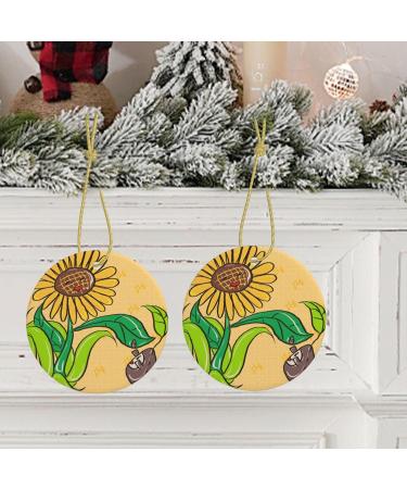 YYHHAOFA Sunflower Seeds and Sunflowers Prints Christmas Ceramic Round Pendant Decoration - Festive Hanging Ornament for Stores and Homes -2.9 in - Buy Online on GoSupps.com