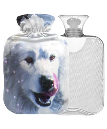 Naanle hot hot water bottle with cover abstract 3D dog Transparent hot water bottle heat bottle for back pain relief handfoot warmer neck warmth and cold therapy 2l