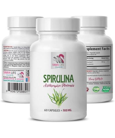 chlorella capsules - spirulina and chlorella capsules - SPIRUILINA 500MG - immune support supplement - hair skin and nails vitamins - spirulina chlorella powder organic - brain supplement - 2 bottles - Buy Online on GoSupps.com