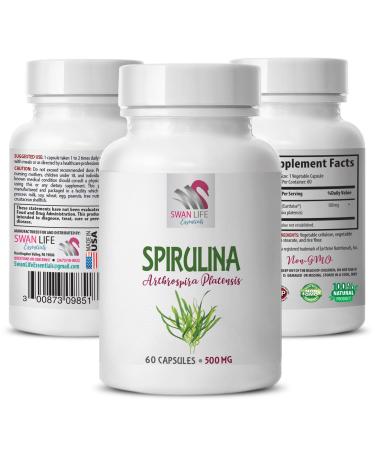 organic immune support supplement - spirulina blue - SPIRUILINA 500MG - spirulina tablets - spirulina and chlorella powder organic spirulina for memory energy bits spirulina chlorella - 1 Bottle