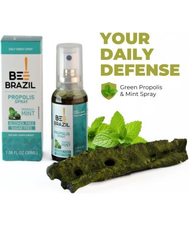 Bee Brazil Propolis and Mint Throat Spray 100% Alcohol-Free and Sugar-Free Natural Immune Support, Soothing Relief for Sore Throats, Dietary Supplement | 1.06 Fl Oz (1) - Buy Online on GoSupps.com