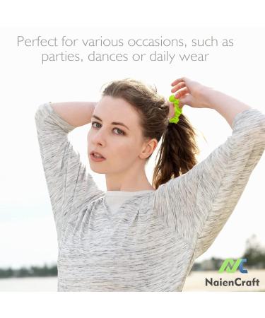 NaienCraft Pack of 8 Neon Hair Scrunchies - Elastic Hair Bands for Women and Girls - Buy Online on GoSupps.com