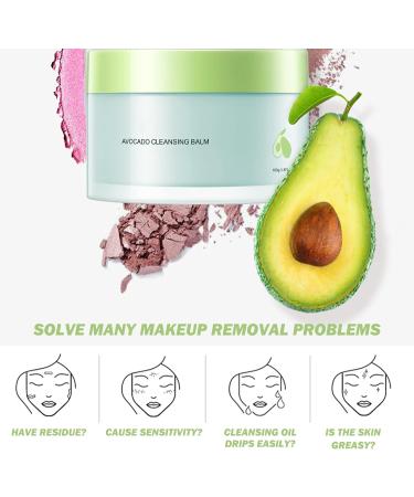 Avocado Cleansing Balm Deep Cleansing Makeup Remover for Men Women 100g Refreshing Face Dirt Grease Moisturizes Skincare Clean Pore Remover Balm Cleaner for Eye Lip Face Makeup Travel - Buy Online on GoSupps.com