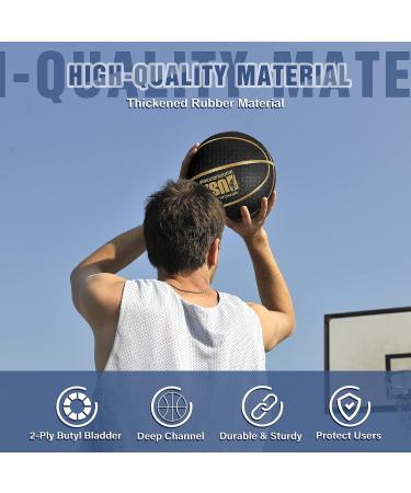 Lenwen Official Size Basketball Set - Size 7 Indoor Outdoor Rubber Ball with Pump for Youth & Adults - Navy Black - Buy Online on GoSupps.com