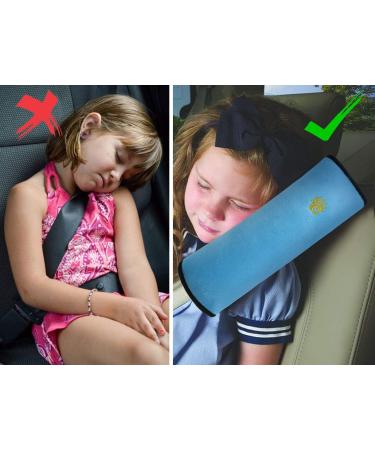 URAQT Car Seat Belt Pad Set - Comfortable Seatbelt Pillow & Adjuster for Kids & Adults, Blue - 3pcs/Set - Buy Online on GoSupps.com