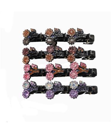 Sparkling Crystal Stone Double Layer Braided Hair Clips - Set of 8 | Rhinestone Hair Accessories for Women and Girls - lomkya (Set B) - Buy Online on GoSupps.com