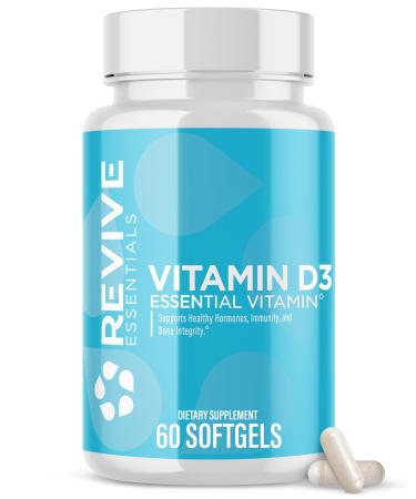 Revive MD Vitamin D3 Supplement 5000 IU High Potency Cholecalciferol for Immune Support Calcium Absorption Bone & Muscle Health Non-GMO Dietary Supplement No Fillers (60 Softgels 60 Servings)