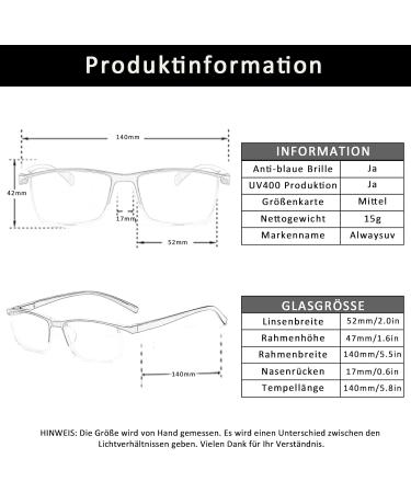 Alwaysuv 4 Pack Men's Reading Glasses - Blue Light Blocking Black Semiconductor Transparent Lens 1.5x Magnification - Ideal for Computer Use - Buy Online on GoSupps.com