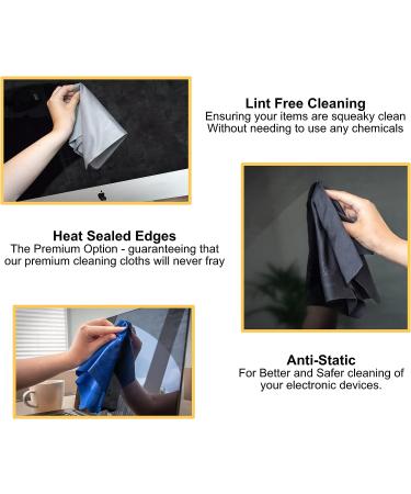 Extra Large Premium Microfiber TV Screen Cleaning Cloths - Pack of 4 | 12 x 12 inches | 30x30cm | 300 Wash Guarantee | Chemical-Free Cleaning | Non-Scratch | for OLED, LCD, iPad, Laptop Screens with Storage Pouch - Buy Online on GoSupps.com