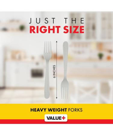Value Plus (1000 Count) White Disposable Fork Heavy Weight Polypropylene Cutlery for Birthday Party Picnic Barbecue Ideal for Office & Take Away - Buy Online on GoSupps.com