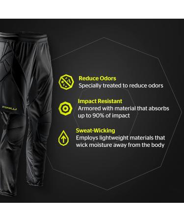 Storelli ExoShield Goalkeeper Pants | Padded Football Pants | High-Quality Hip & Knee Protection | Size M Black - International Shipping Available - Buy Online on GoSupps.com