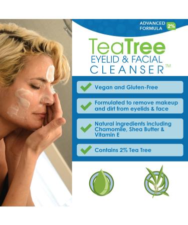 Advanced Tea Tree Eyelid and Facial Cleanser - 50mL - Non-Irritating Eyelash & Eyelid Cleanser Soothes Irritation with Tea Tree Vitamin E and Shea Butter 1.7 Fl Oz (Pack of 1) - Buy Online on GoSupps.com