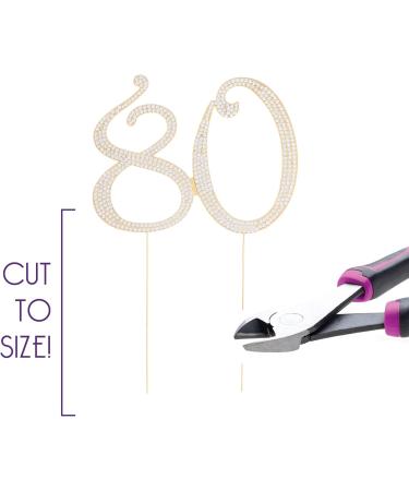 80 Cake Topper for 80th Birthday - Rhinestone Number Party Supplies & Decoration Ideas (Gold) - Buy Online on GoSupps.com