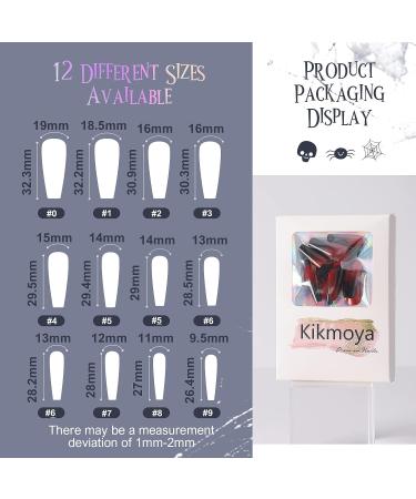 Kikmoya Halloween Ombre Red Black Fake Nails - 24pcs Ballerina Glossy Design Stick on Nails for Women - Acrylic Artificial Mystery False Nails (Red Black Ombre Coffin) - Buy Online on GoSupps.com