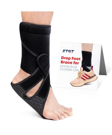StotSports AFO Foot Drop Brace - Comfortable & Lightweight Drop Foot Brace for Walking With Shoes Socks or Barefoot - Non-Rigid AFO Brace With Ankle Support For Plantar Fasciitis Relief (RIGHT)