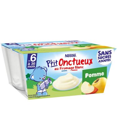 Nestl B b - P'tit onctueux Pomme sans sucres ajout s - d s 6 mois - 4 x 90g Pomme 4x90g