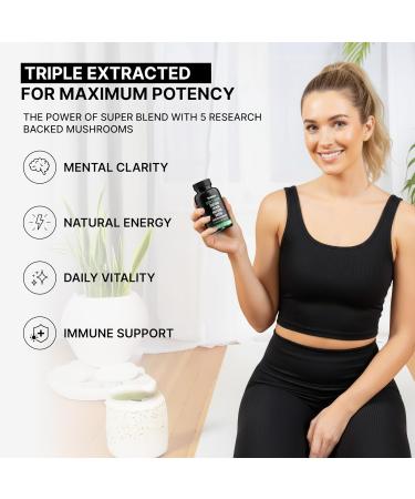 Lions Mane Mushroom Complex - 5300 mg Adaptogenic Blend for Memory Focus and Immune Support - 5 in 1 Lionsmane Chaga Maitake Shiitake and Reishi Extract Nootropic Mushroom Supplement Capsules Mushroom Complex 30 Servings - Buy Online on GoSupps.com