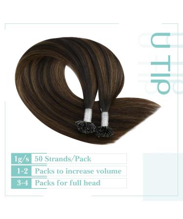 Youngsee Braun Ombre U Tip Hair Extensions - Real Hair Bonding for Women - Dark Brown & Medium Brew - 55cm 50g Salon Quality - #2/2/6 - Buy Online on GoSupps.com