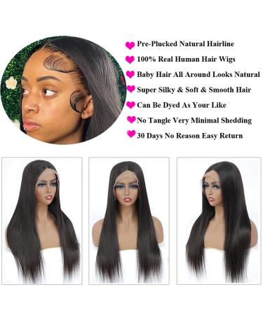 20 Inch Straight Lace Front Human Hair Wig | 13x4 HD Transparent Lace, Pre-Plucked, 180% Density | Natural Color Glueless Wig with Baby Hair | for Black Women - Buy Online on GoSupps.com