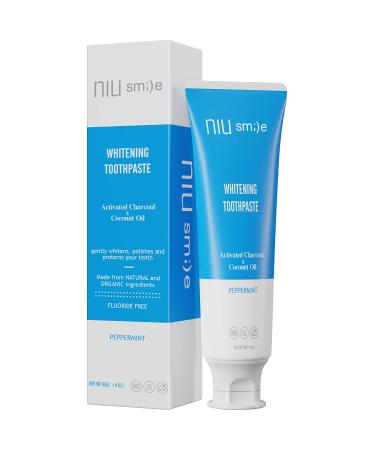 Niusmile Teeth Whitening Toothpaste | Activated Charcoal & Coconut Oil | SLS & Fluoride Free | Peppermint Taste 1