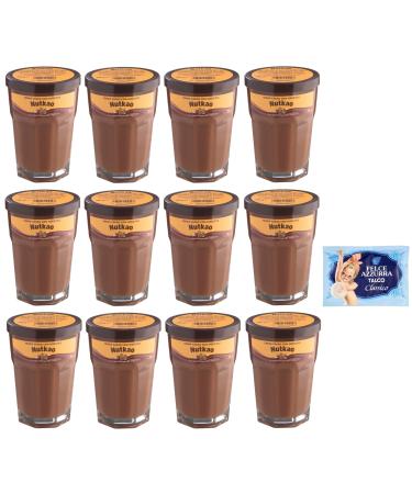 Nutkao Crema Cacao con Nocciole Pack of 12 hazelnut cocoa spread creams, Italian cream, 330g jar + 1 free Felce Azzurra talc sachet 100g