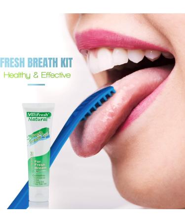 VeriFresh Fresh Breath Kit with Tongue Scraper & Cleaning Gel - All Natural Treatment for Bad Breath - Buy Online on GoSupps.com