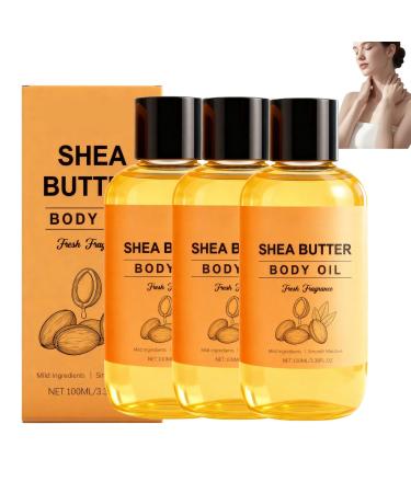 AJOG Organic Shea Butter Oil - Cold Pressed Shea Butter Oil for Skin Hair Body & Scalp Intensely Moisturizes Dry Skin & Strengthens Hair (3 Pcs)