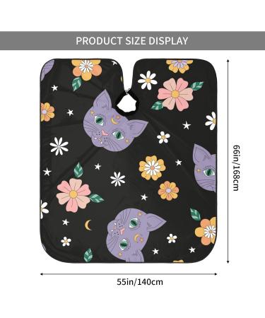 Professional Haircut Cape - Butterflies & Flowers Hairdressing Salon Cape with Adjustable Snap Closure | Hairdresser Apron for Cats & Flowers - Buy Online on GoSupps.com
