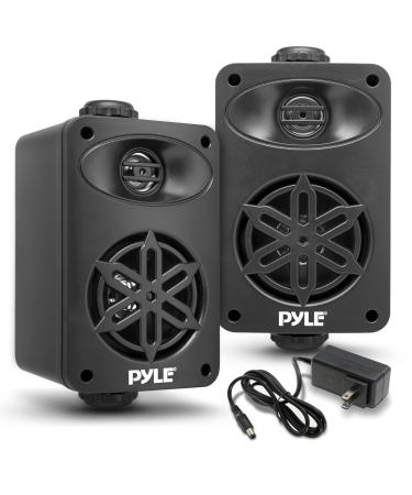 PyleUsa Bluetooth Indoor Outdoor Speakers Pair - 200 Watt Dual Waterproof 3.5 2-Way Full Range Speaker System w/ 1/2 High Compliance Polymer Tweeter - Home, Boat, Patio, Poolside - PDWRBT36BK Black (D x W x H): 3.74 x 3.78 x 5.91 -inches