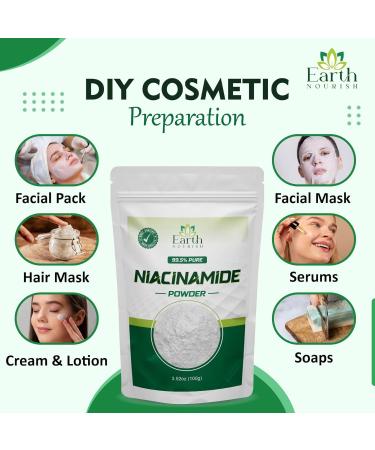 Earth Nourish Niacinamide Powder 3.52 Oz / 100g Cosmetic-Grade Ingredient for DIY Skincare Serums Creams and Formulations - Buy Online on GoSupps.com