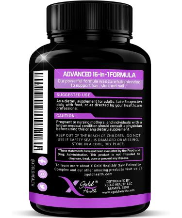 16-in-1 Beauty Supplement with Collagen, Saw Palmetto, Biotin, Keratin & Hyaluronic Acid - Hair Skin & Nail Growth - 90 Capsules - Buy Online on GoSupps.com