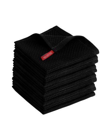 SFTXEY 100% Cotton Kitchen Dish Cloths 10-Pack Waffle Weave Dish Towels Ultra Soft Absorbent Quick Drying for Kitchen Towels Set Dish Rags 12x12 Inches(Black) Black 12 in x 12 in