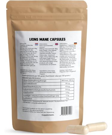 Cupulated L wen Mane Capsules - Bio Superfood Supplement (60 Pieces 500mg) - Hericium Erinaceus - Take 2 Daily - No Powder - Buy Online on GoSupps.com