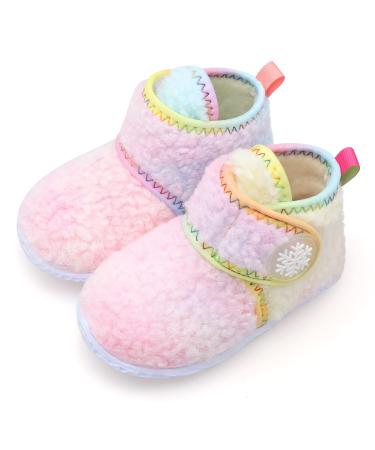 JIASUQI Baby Boys Girls Booties Toddler Soft Winter Boots House Slippers Infant Warm Socks Anti Skid Newborn Crib Shoes 6-12 Months Color