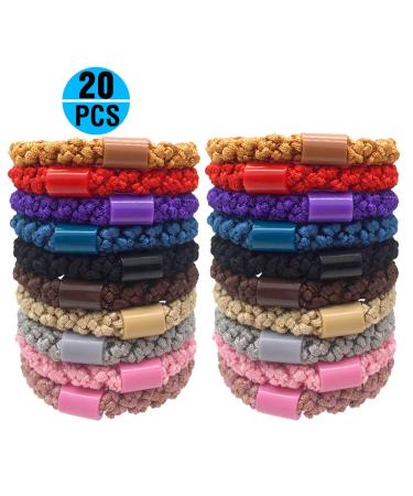 Hollihi Large Elastic Hair Ties - Ponytail Holders for Thick Hair | 20 Neutral Color Braided Ribbons for Women & Girls - Buy Online on GoSupps.com