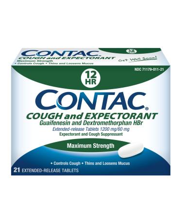 Contac Mucus Relief DM Expectorant & Cough Suppressant Guaifenesin & Dextromethorphan Extended-Release Maximum Strength 21 Tablets