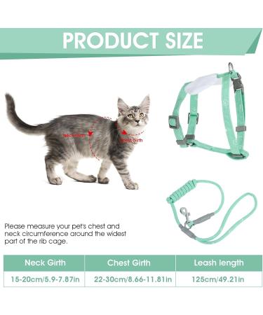 Adjustable Tiesome Cat Dishes with Leash & Collar Set - Color Gradient Kitten Dishes for Outdoor Walks (Green) | International Shipping Available - Buy Online on GoSupps.com