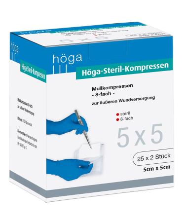 H ga sterile compresses sterile gauze compresses - 5 x 5 cm - sterile 8-ply EN 14079-Type 17 small