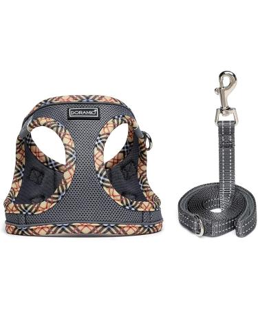 Doramio Reflective Dog Harness & Leash for Small Dogs and Cats - Breathable Step-In Safety Vest (XS Gray) - Buy Online on GoSupps.com