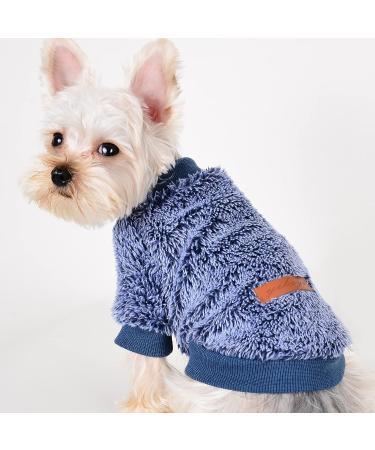 Yikeyo X-Small Blue Dog Sweater: Winter Warm Fluffy Pet Coat for Small Dogs - Chihuahua, Yorkie, Teacup - Cat Apparel Outfit - Buy Online on GoSupps.com