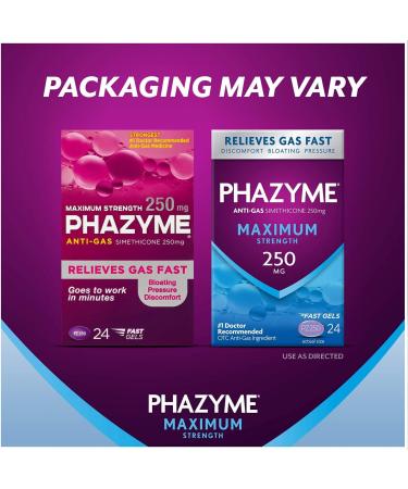 Buy Phazyme Maximum Strength 250 mg Anti-Gas Softgels - 24 Count (Pack of 2) | Fast International Shipping - Buy Online on GoSupps.com