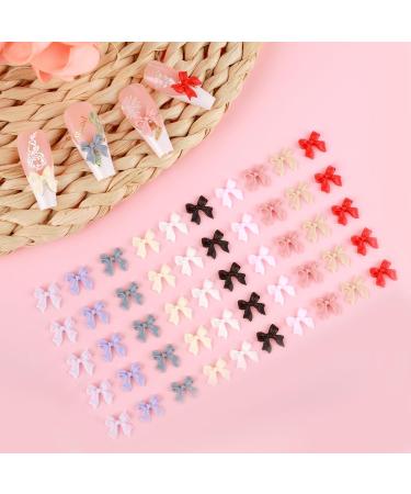 Gjinxi 150 Pcs 3D Bow Charms for Nails Colorful Bow Nail Charms Resin Bow Nail Decorations 3D Bowknot Nail Accessories for Acrylic Resin Nail Art Design DIY Crafting - Buy Online on GoSupps.com